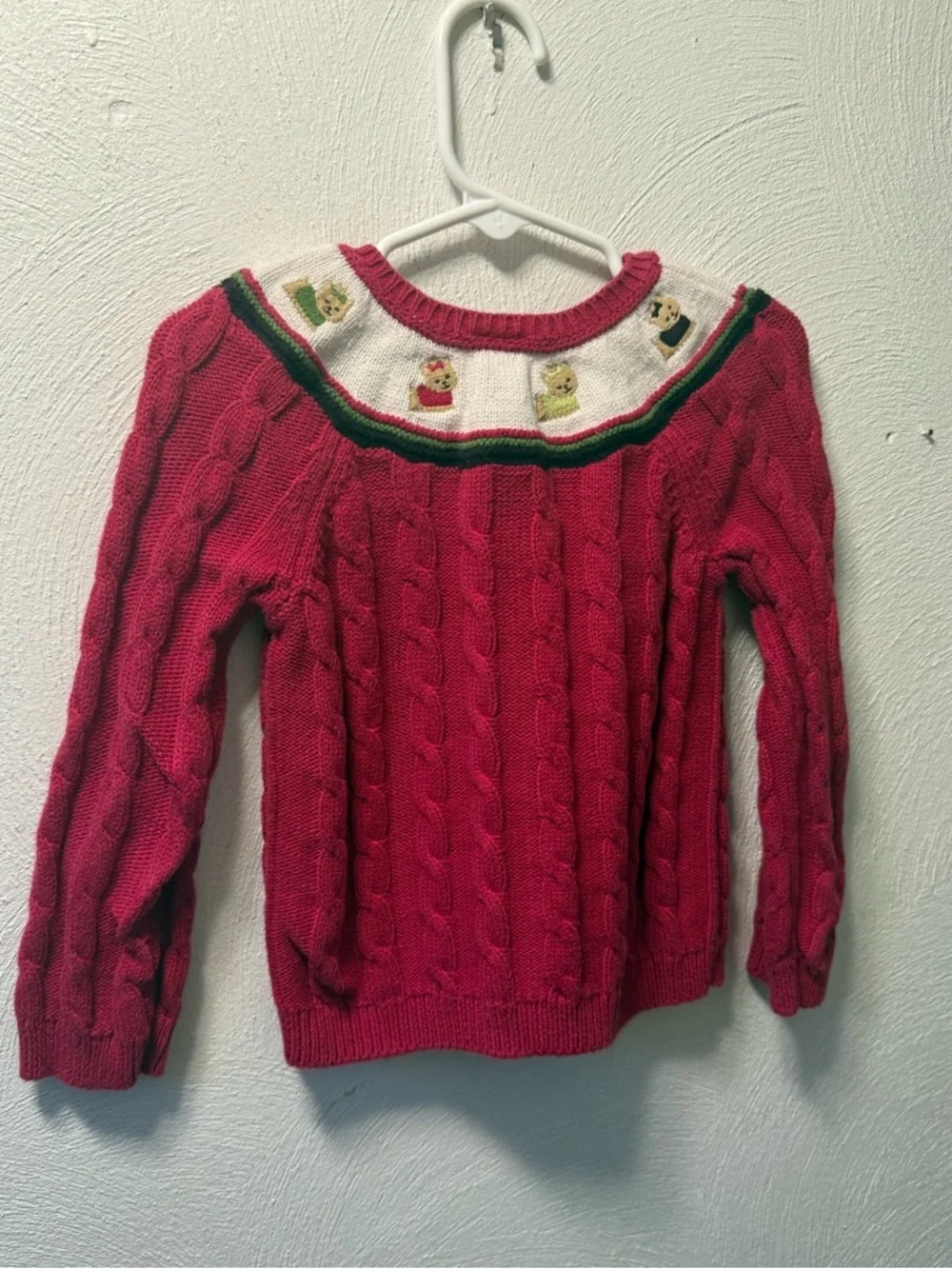 ❤️Vintage Vibes Gymboree Puppy Dog Knit Cardigan 3T Pink Cable Knit Sweater